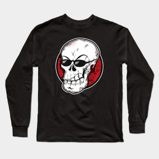 Cool skull with sunglasses (white and red) Long Sleeve T-Shirt